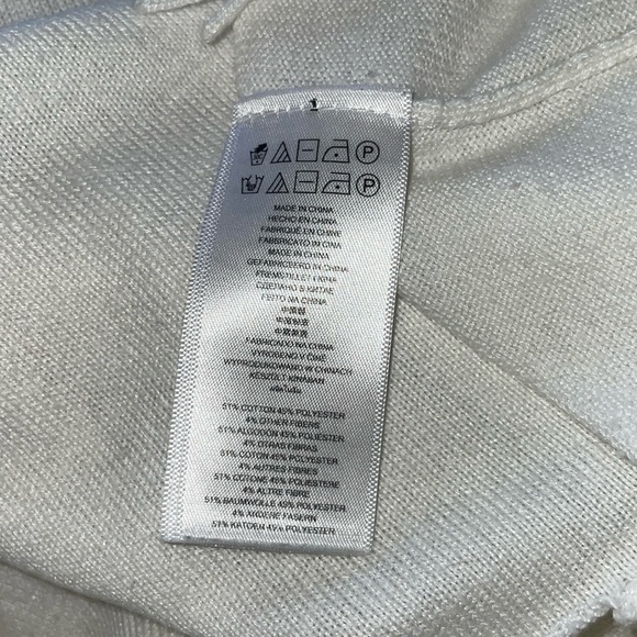 Michael Kors Cream White Cotton Statement Fringe Sweater Shawl Funnel Collar LRG - Picture 13 of 15